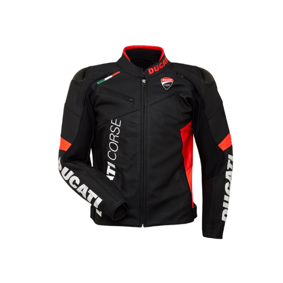 LEATH. JACKET DC C6 RED WHITE BLACK 54 front