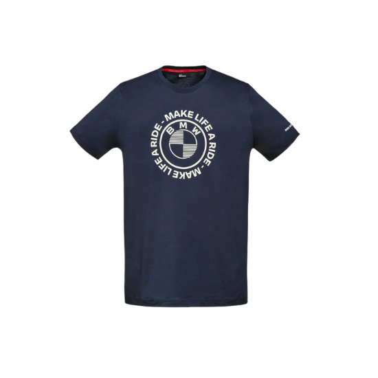 BMW Make Life A Ride T-Shirt Dark Blue Round Design
