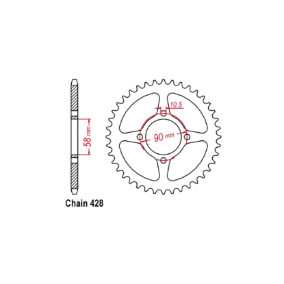 REAR SPROCKET 44T #428