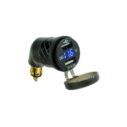 Rocky Creek Dual USB Angled Power Adapter w Voltmeter